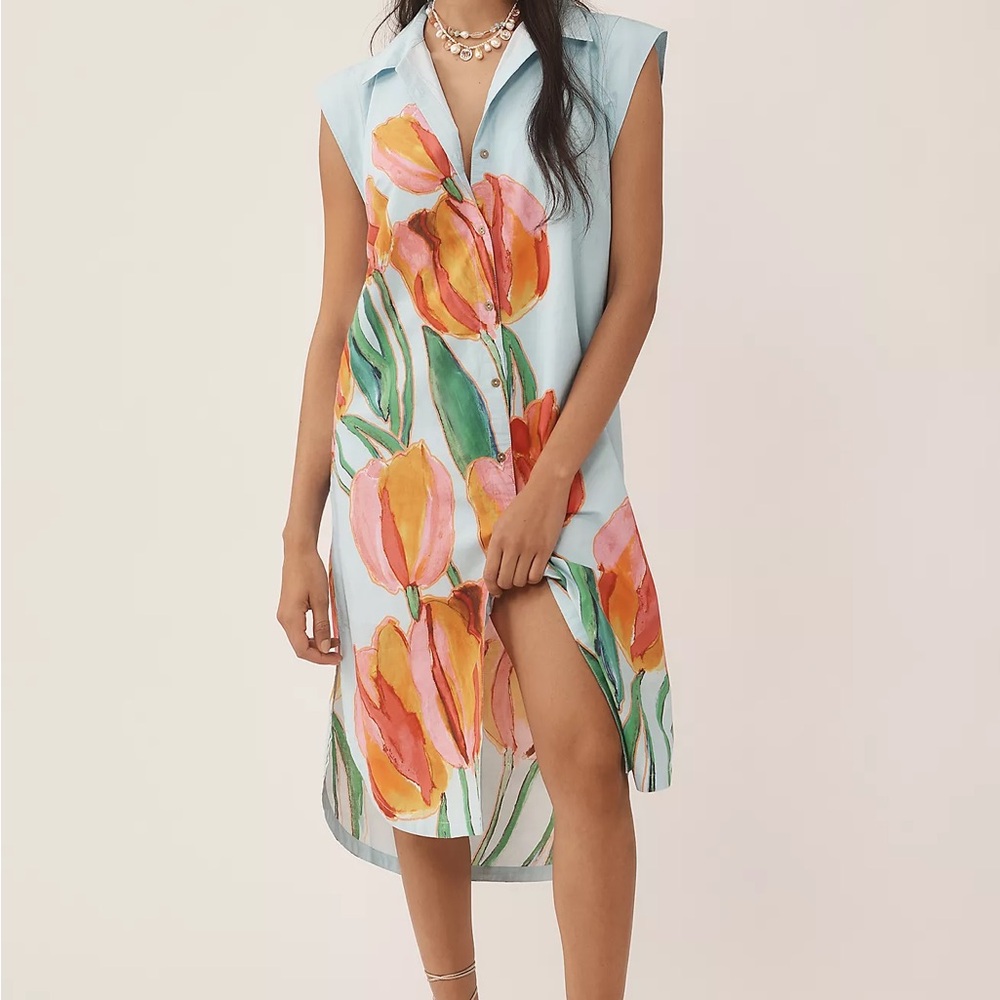 Maeve Light Blue Button-Up Blouse